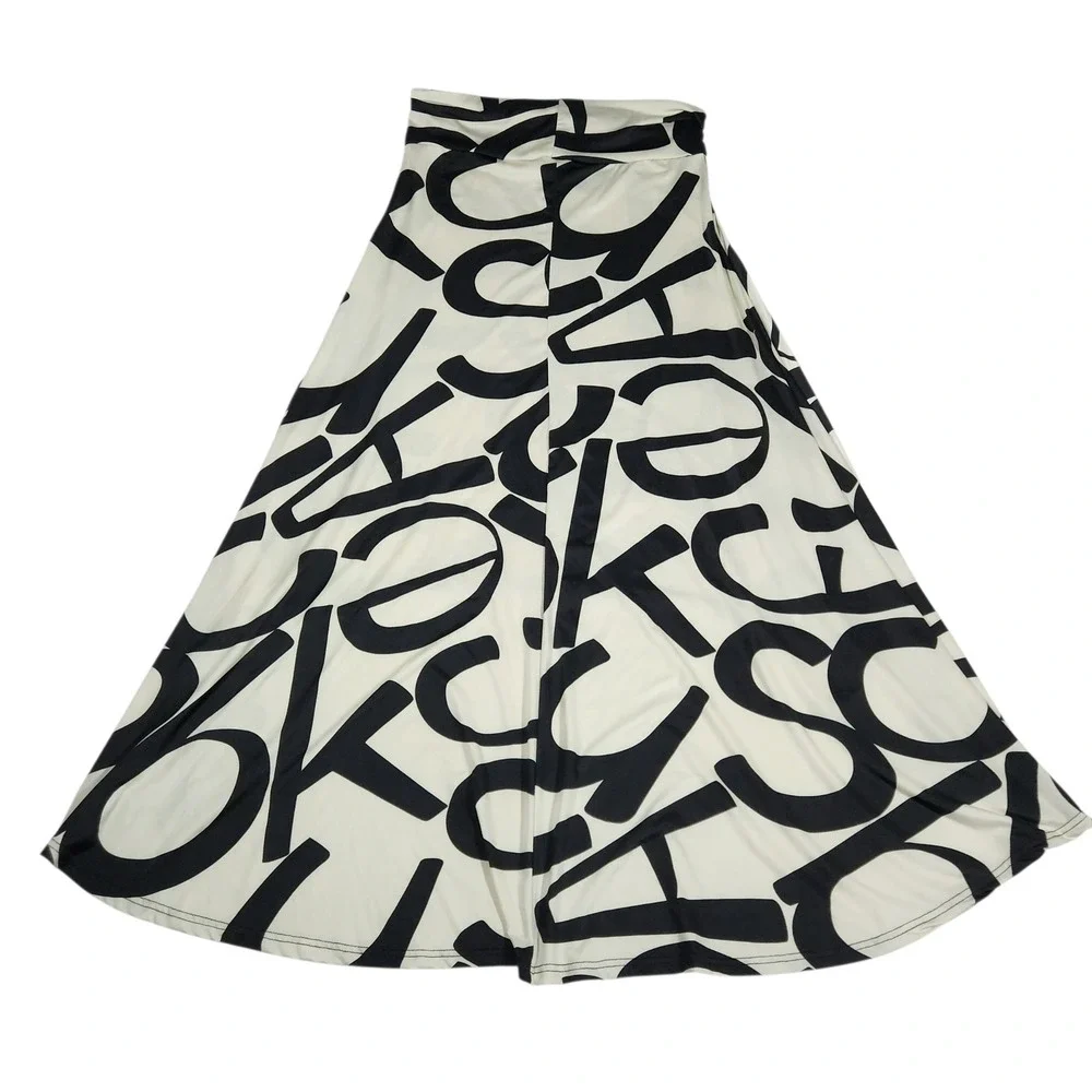 Tres Bien Black White Abstract High Low Skirt Y2K Boho Festival Womens Size XS
